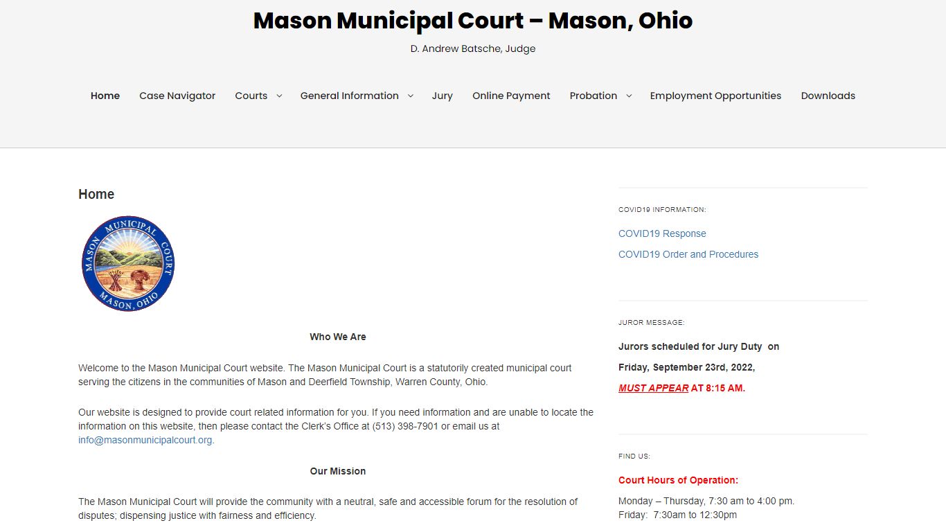 Mason Municipal Court – Mason, Ohio – D. Andrew Batsche, Judge